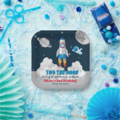 2月の男の子の宇宙ロケット2nd誕生日 ペーパープレート (パーティー)