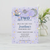 2月の男の子の宇宙ロケット2nd誕生日 招待状 (スタンド正面)