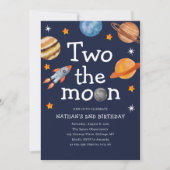 2月の男の子の青の2番目の誕生日パーティー 招待状 (正面)