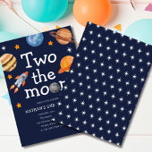 2月の男の子の青の2番目の誕生日パーティー 招待状