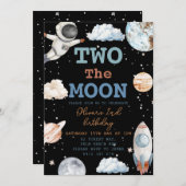 2月の男の子ブラック宇宙2nd誕生日 招待状 (正面/裏面)