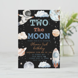 2月の男の子ブラック宇宙2nd誕生日 招待状