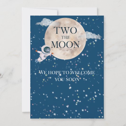 2月の男の子宇宙宇宙飛行士2日モダン 招待状 (裏面)