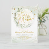 2月の緑の金ゴールドニュートラル2nd誕生日 招待状 (スタンド正面)