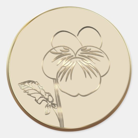 2月の誕生パンジー Violet Classic Round Sticker ラウンドシール (正面)