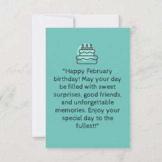 2月の誕生日おめでとう！ |青いグリーティングカード カード