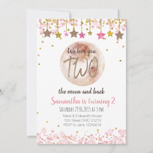 2月の誕生日招待状2日の誕生日 招待状 (正面)