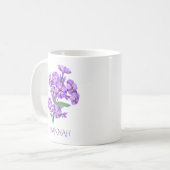 2月の誕生月の花 紫色のバイオレット コーヒーマグカップ (正面左)