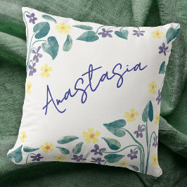 2月の誕生月 バイオレット プリムローズ オーダーメイド クッション