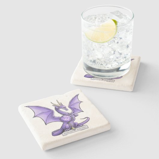 2月の誕生石ドラゴン – アメジスト ストーンコースター (横)