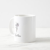 2月の誕生花とエレガントな名前のスクリプト コーヒーマグカップ (正面左)