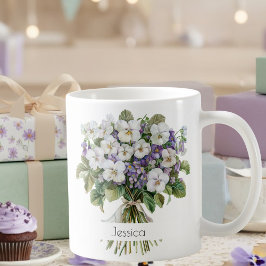 2月の誕生花の誕生日マグカップ | スミレ コーヒーマグカップ