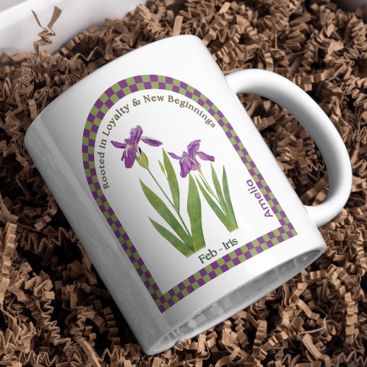 2月の誕生花をモチーフにした名入れギフト コーヒーマグカップ