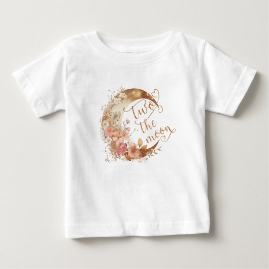 2月の金ゴールドピンクの女の子2歳の誕生日 ベビーTシャツ (正面)