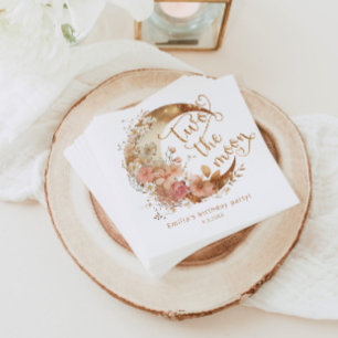 2月の金ゴールドピンクの女の子2番目の誕生日パーティー スタンダードカクテルナプキン