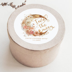 2月の金ゴールドピンクの女の子2番目の誕生日パーティー ラウンドシール