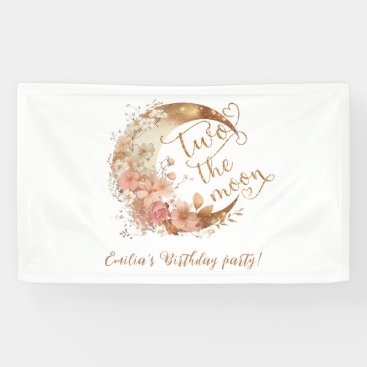 2月の金ゴールドフローラ女の子の誕生日パーティー 横断幕 (横)