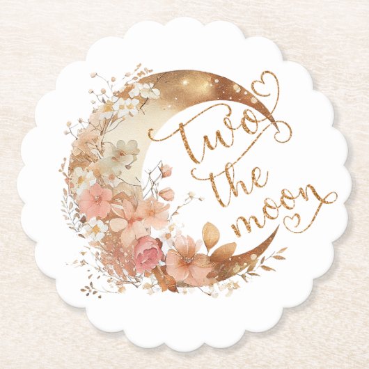 2月の金ゴールドフローラ女の子2歳の誕生日 ペーパーコースター (正面)