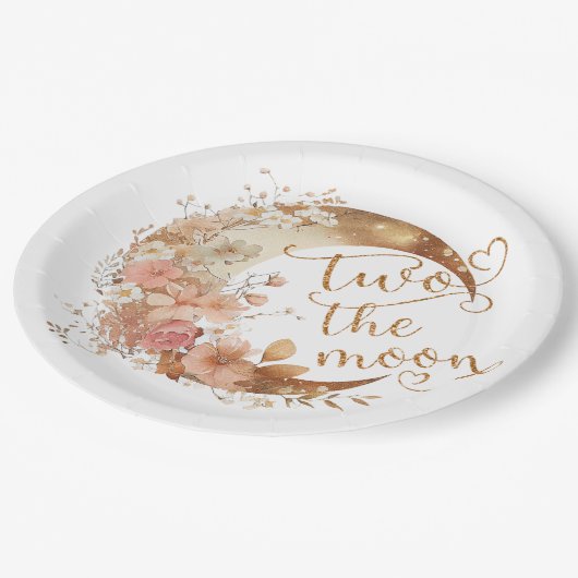 2月の金ゴールドフローラ女の子2歳の誕生日 ペーパープレート (アングル)