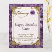 2月アメジストバーストーン誕生日8.5x11 カード (黄色い花)