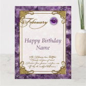 2月アメジストバーストーン誕生日8.5x11 カード (正面)