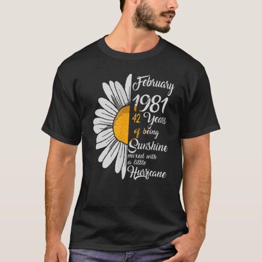 2月ガールズ1981シャツ42誕生日ギフト42 Y Tシャツ (正面)