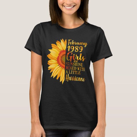 2月ガールズ1989シャツ34誕生日ギフト34 Y Tシャツ (正面)