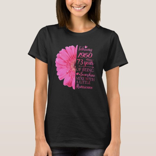 2月ガール1950年73歳73誕生日 Tシャツ (正面)