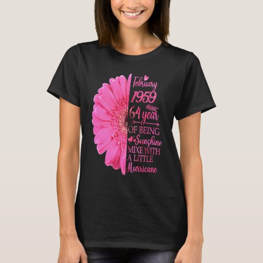 2月ガール1959 T 64歳64誕生日 Tシャツ (正面)