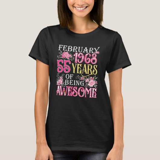 2月ガール1968年55誕生日55歳 Tシャツ (正面)