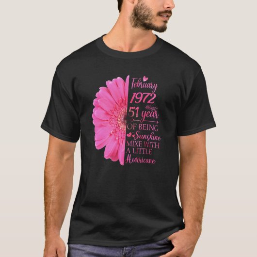 2月ガール1972年51歳51誕生日 Tシャツ (正面)