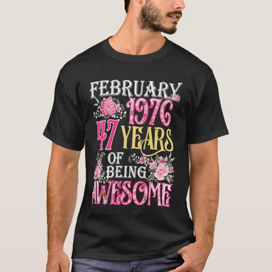 2月ガール1976年47誕生日47歳 Tシャツ (正面)