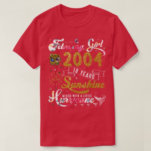 2月ガール2004ひまわり蝶18th Bir Tシャツ (デザイン正面)