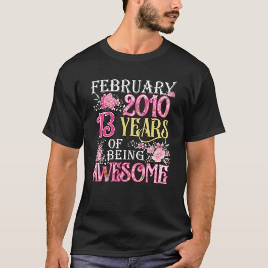 2月ガール2010 13誕生日13歳 Tシャツ (正面)