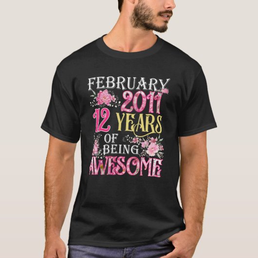2月ガール2011年12誕生日12歳 Tシャツ (正面)
