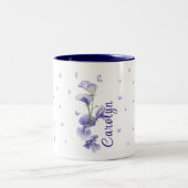 2月バイオレット誕生月フローラ花 ツートーンマグカップ (中央)
