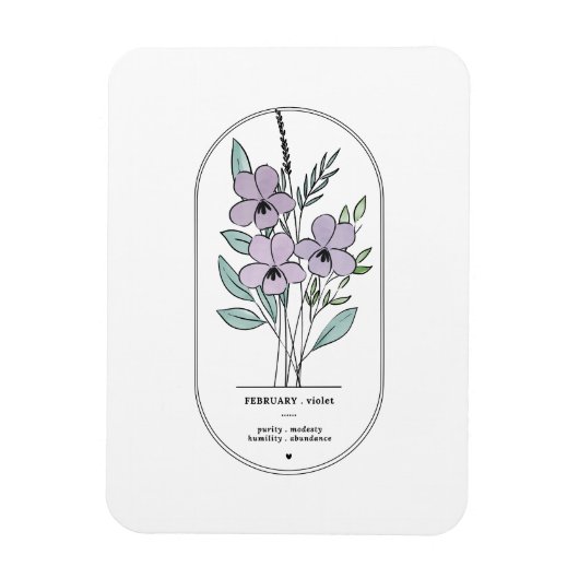2月バイオレット誕生花 マグネット (縦)