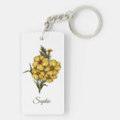 2月パーソナライズされた誕生フラワーキーチェーン キーホルダー (裏面)