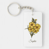 2月パーソナライズされた誕生フラワーキーチェーン キーホルダー (正面)