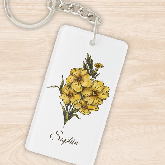 2月パーソナライズされた誕生フラワーキーチェーン キーホルダー