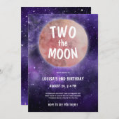 2月パープルピンクガール2nd誕生日パーティー 招待状 (正面/裏面)