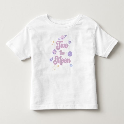 2月ピンクパープル宇宙2nd誕生日 トドラーTシャツ (正面)
