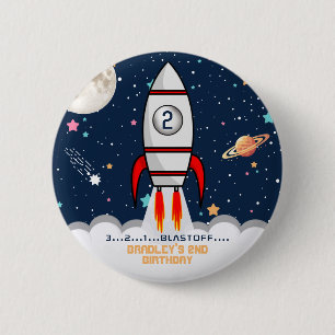 2月ロケット船2nd誕生日パーティーボタン 缶バッジ