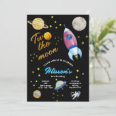 2月宇宙誕生日| ロケットと惑星 招待状 (スタンド正面)