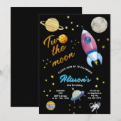 2月宇宙誕生日| ロケットと惑星 招待状 (正面/裏面)