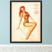 2月恋しく思Varga Girl 1946ピンアップカレンダー キャンバスプリント (インサイチュ (ウッドフロア))