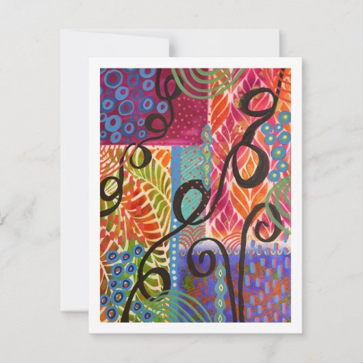 2月抽象芸術とステンシルフラットノートカード ノートカード (正面)