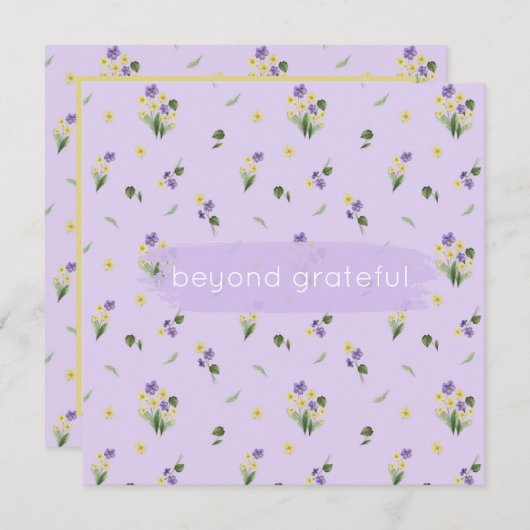 2月誕生フラワーズプリムローズバイオレットグラント サンキューカード (正面/裏面)