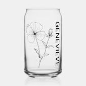 2月誕生フラワーバイオレットと名前をカスタムする ガラス缶 (正面)