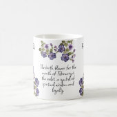 2月誕生フラワーバイオレット追加の名前 コーヒーマグカップ (中央)